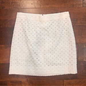 J Crew classic white eyelet lace overlay skirt size 0